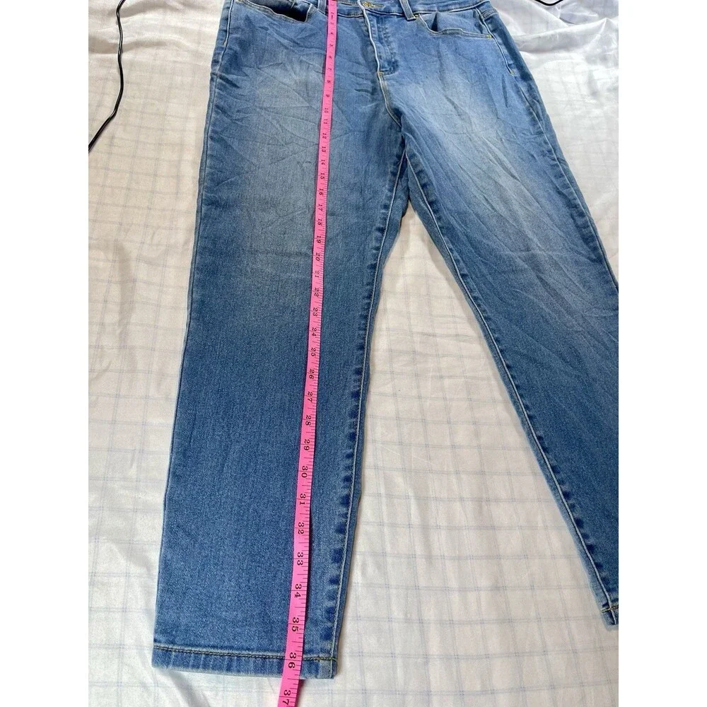 Michael Kors Gold-Embossed Slim Leg Blue Jeans - Size 12